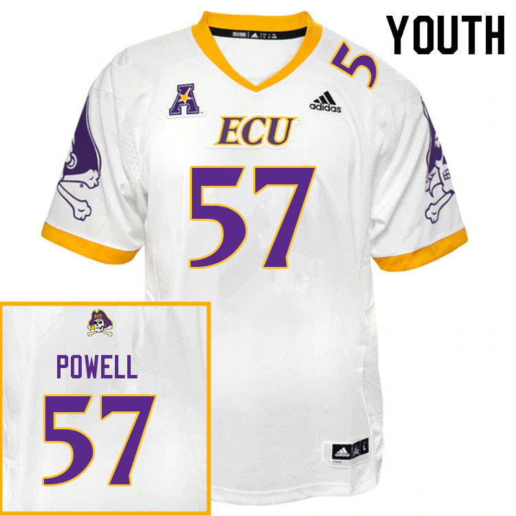 Youth #57 Jaquaez Powell ECU Pirates College Football Jerseys Sale-White